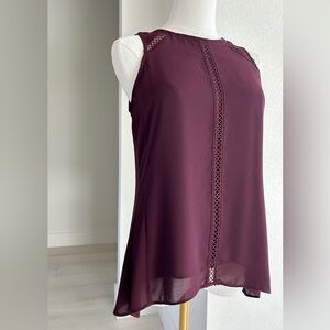 White House Black Market Sheer Burgundy Maroon Tank Top Womens Size XS